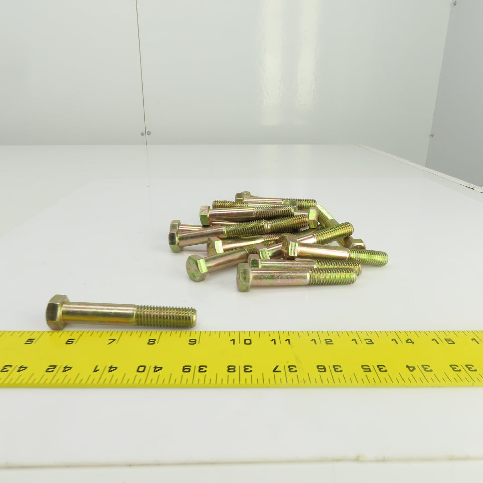 9/16"-12 x 3-1/2" Hex Head Yellow-Chromate Plated Grade 8 Cap Screw Lot Of 23