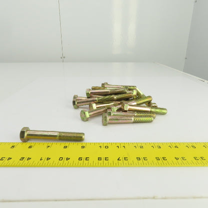 9/16"-12 x 3-1/2" Hex Head Yellow-Chromate Plated Grade 8 Cap Screw Lot Of 23