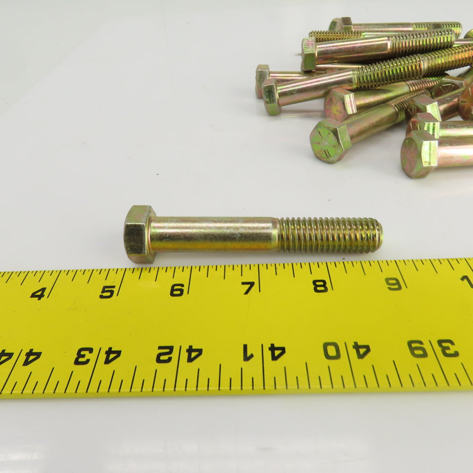 9/16"-12 x 3-1/2" Hex Head Yellow-Chromate Plated Grade 8 Cap Screw Lot Of 23