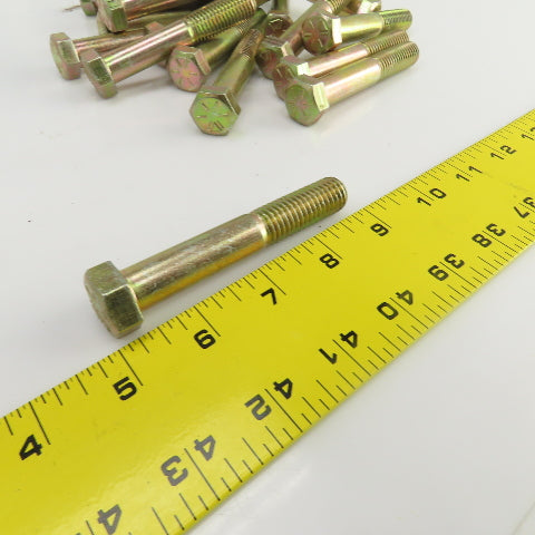 9/16"-12 x 3-1/2" Hex Head Yellow-Chromate Plated Grade 8 Cap Screw Lot Of 23