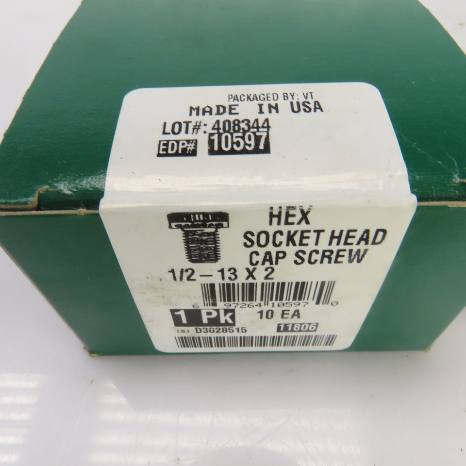 1/2"-13 x 2" Hex Socket Head Cap Alloy Steel Screw Made In USA Lot Of 30