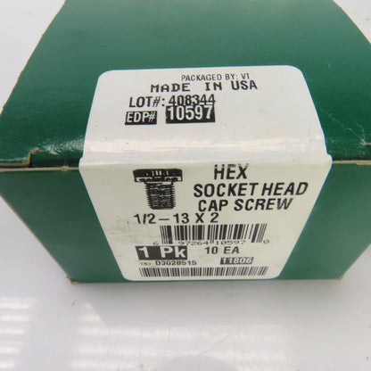 1/2"-13 x 2" Hex Socket Head Cap Alloy Steel Screw Made In USA Lot Of 30
