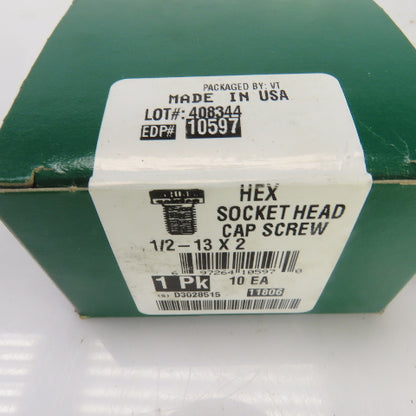 1/2"-13 x 2" Hex Socket Head Cap Alloy Steel Screw Made In USA Lot Of 30