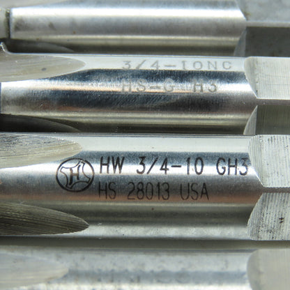 Misc. 3/4"-10 NC HSS 4F Straight Flute Thread Tap Lot of 4