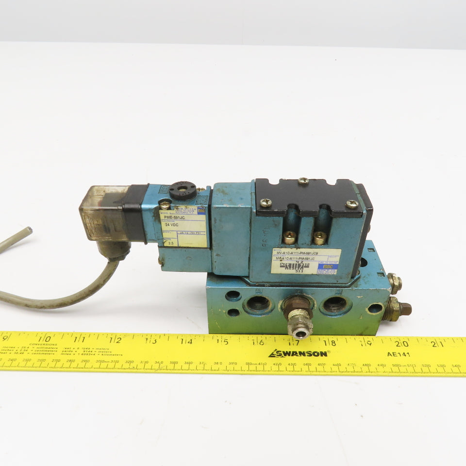 MAC MV-A1C-A111-PM-591JC9 2 Position Pneumatic Solenoid Valve 24VDC Coil