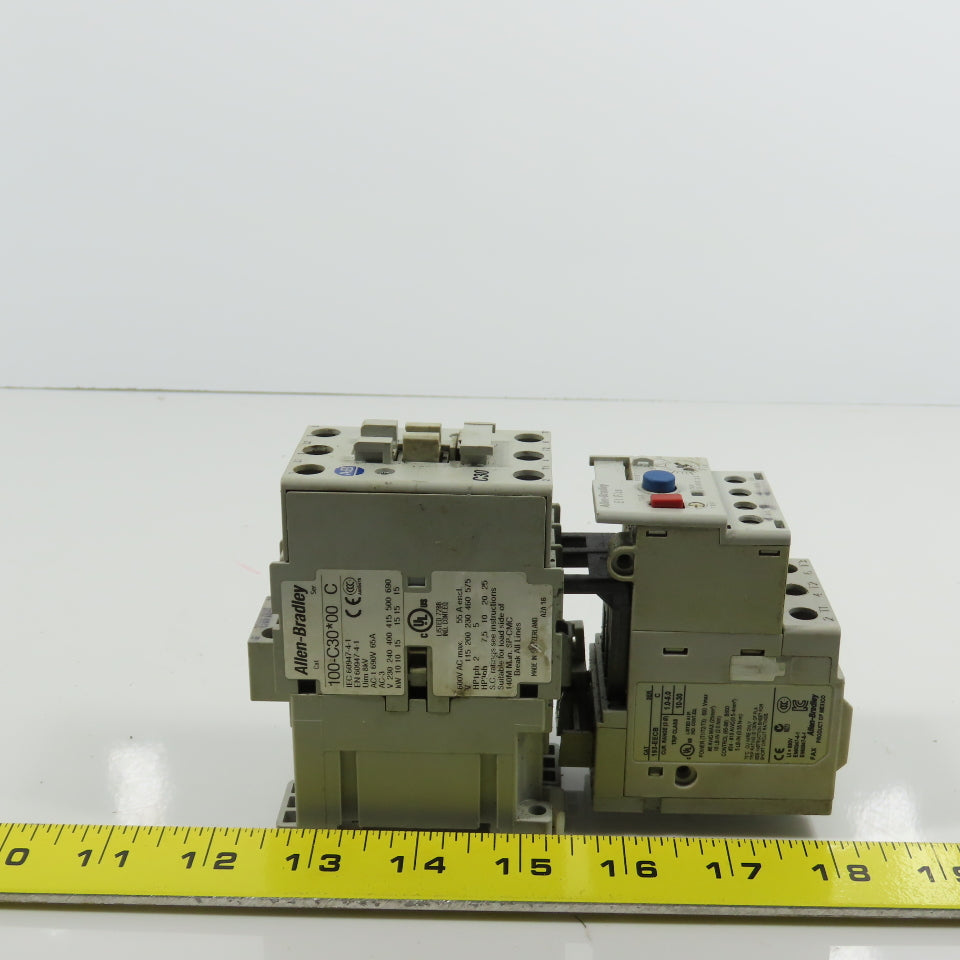 Allen Bradley 100-C30*00 Ser C 600VAC Contactor W/193-EECB 1.0-5.0A Trip
