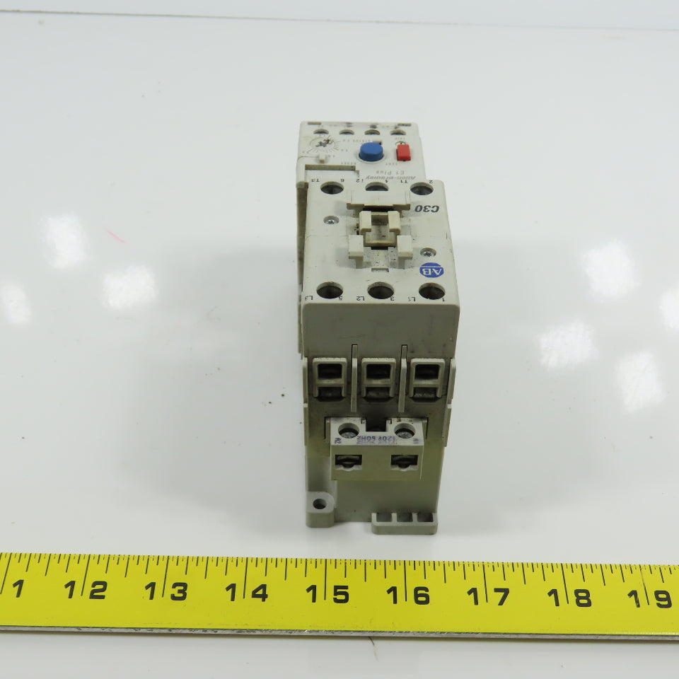 Allen Bradley 100-C30*00 Ser C 600VAC Contactor W/193-EECB 1.0-5.0A Trip