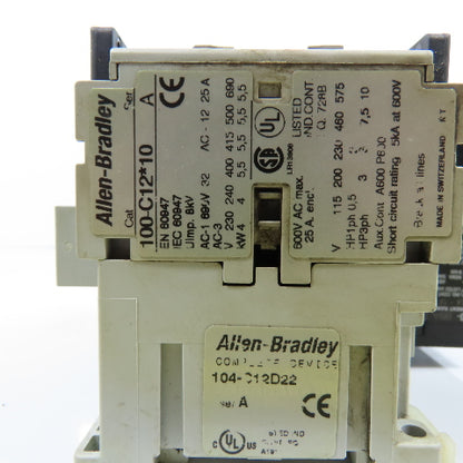 Allen Bradley 104-C12D22 Ser A Reversing Contactor W/193-BSA 0.6-1.0A Trip