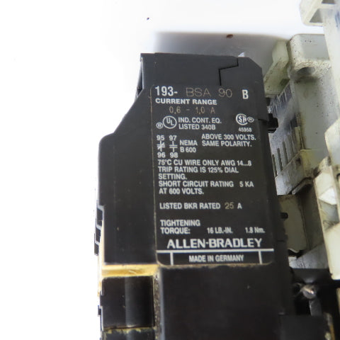 Allen Bradley 104-C12D22 Ser A Reversing Contactor W/193-BSA 0.6-1.0A Trip