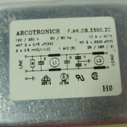 Arcotronics F.AK.DB.3300.ZC Suppression Filter W/ Faston Terminals120/220V 10A