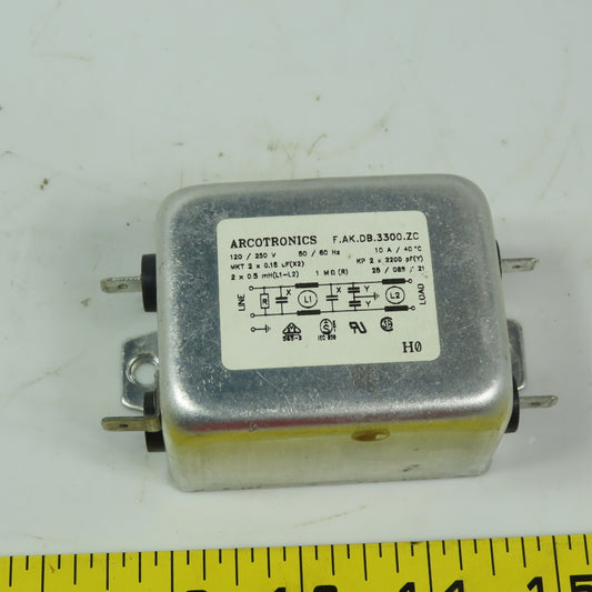 Arcotronics F.AK.DB.3300.ZC Suppression Filter W/ Faston Terminals120/220V 10A
