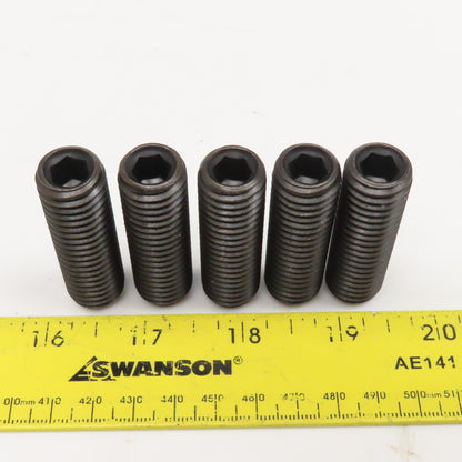 5/8"-11 x 2" Full Thread Flat Point Hex Drive Set Screw Black Oxide Lot Of 5
