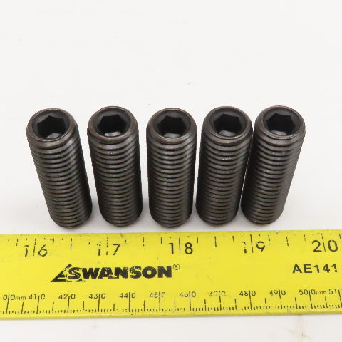 5/8"-11 x 2" Full Thread Flat Point Hex Drive Set Screw Black Oxide Lot Of 5