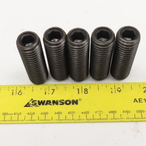 5/8"-11 x 2" Full Thread Flat Point Hex Drive Set Screw Black Oxide Lot Of 5