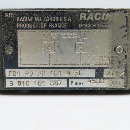 Racine FB1 PD HM 101 N 50 Hydraulic Sandwich Check Valve 4500 PSI