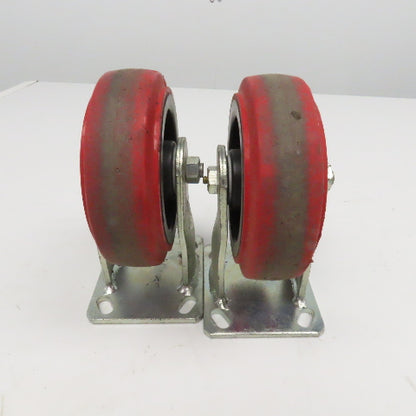 6" x 2" Rubber Plate Mount Rigid Casters Thermoplastic Hub Lot Of 2