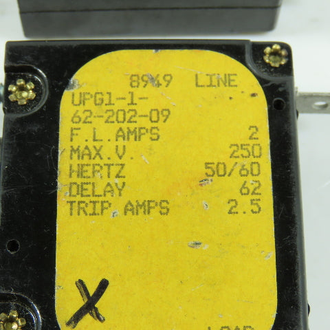 Airpax UPG1-162-202-09 Circuit Breaker Switch 2 Amp 50/60H 2.5 Trip Amp Lot of 5