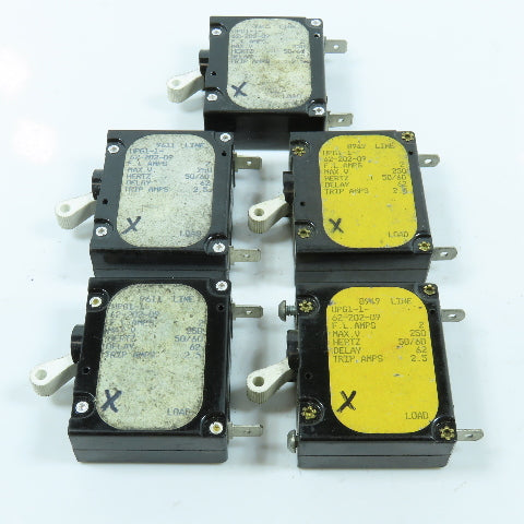 Airpax UPG1-162-202-09 Circuit Breaker Switch 2 Amp 50/60H 2.5 Trip Amp Lot of 5