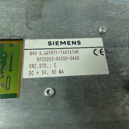 Siemens 6FC5203-0AC00-0AA0 Key Board CNC Operator Control Interface