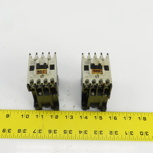 Allen Bradley 509-TOD Ser B Motor Starter Size 00 1/3-1-1/2HP 120V Coil Lot Of 2