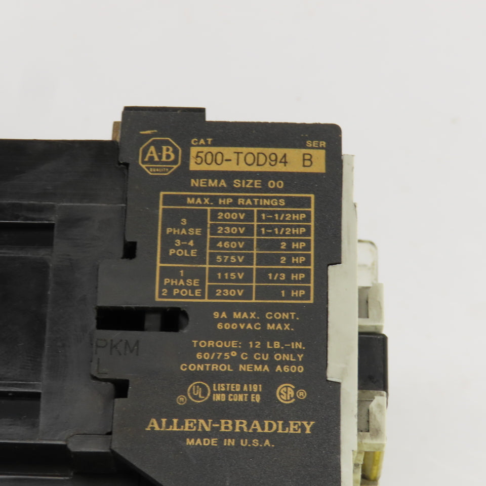 Allen Bradley 509-TOD94 Ser B Double Contactor 1/3-1-1/2HP 120V Coil Lot Of 2