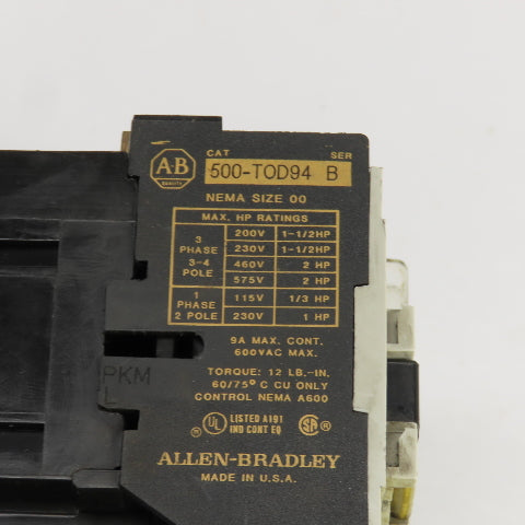 Allen Bradley 509-TOD94 Ser B Double Contactor 1/3-1-1/2HP 120V Coil Lot Of 2