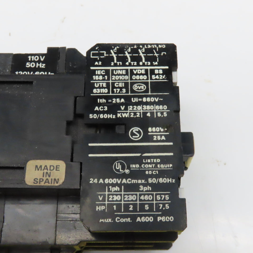 Ward Leonard WCL-00.a-IIIT1 Contactor Starter 600V 5.5kW 110V Coil Lot Of 2