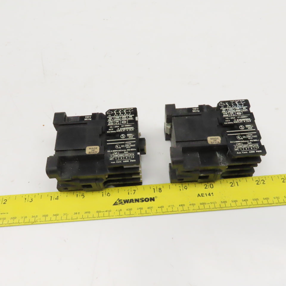 Ward Leonard WCL-00.a-IIIT1 Contactor Starter 600V 5.5kW 110V Coil Lot Of 2