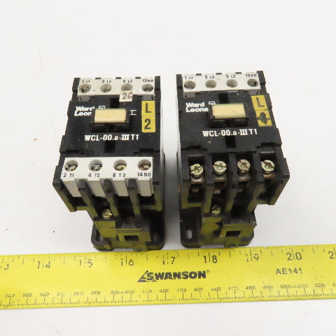 Ward Leonard WCL-00.a-IIIT1 Contactor Starter 600V 5.5kW 110V Coil Lot Of 2
