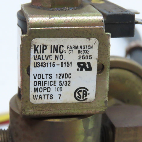 Kip U343116-0151 Solenoid Operated Valve Pressure Switch Assembly 12VDC