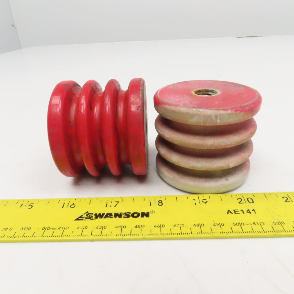 Glastic 2-1/2" OD x 2-1/8" Tall Stand Off Insulator 1/2-13 Thread Lot Of 2