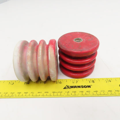 Glastic 2-1/2" OD x 2-1/8" Tall Stand Off Insulator 1/2-13 Thread Lot Of 2