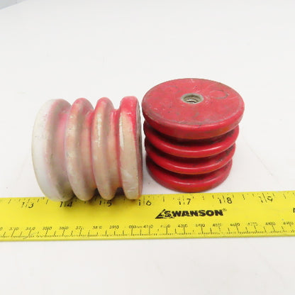 Glastic 2-1/2" OD x 2-1/8" Tall Stand Off Insulator 1/2-13 Thread Lot Of 2
