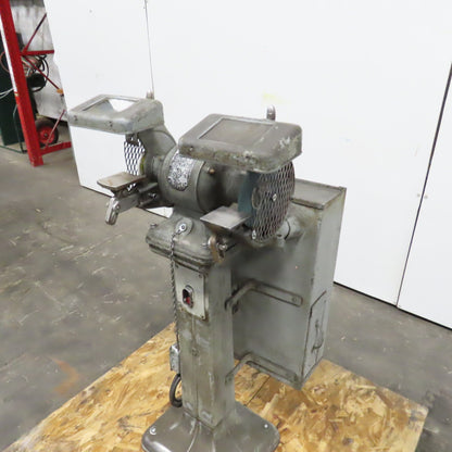 Delta 1/2HP Pedestal Mount 6" Dual Wheel Grinder Buffer 230V 3PH W/Catch Pan