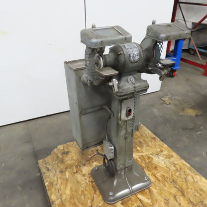 Delta 1/2HP Pedestal Mount 6" Dual Wheel Grinder Buffer 230V 3PH W/Catch Pan