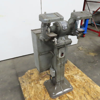 Delta 1/2HP Pedestal Mount 6" Dual Wheel Grinder Buffer 230V 3PH W/Catch Pan