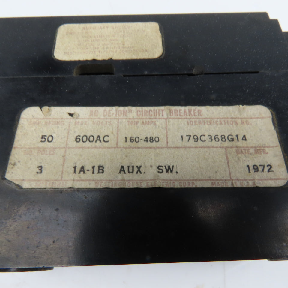 Westinghouse 179C368G14 600VAC 50A Molded Case Thyristor Circuit Breaker