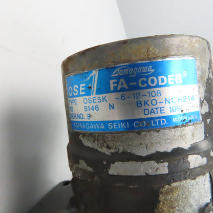Mitsubishi HA100C DWG. Z653193 AC Servo Motor S/N 37132 OSE5K-6-12-108 FA-Coder
