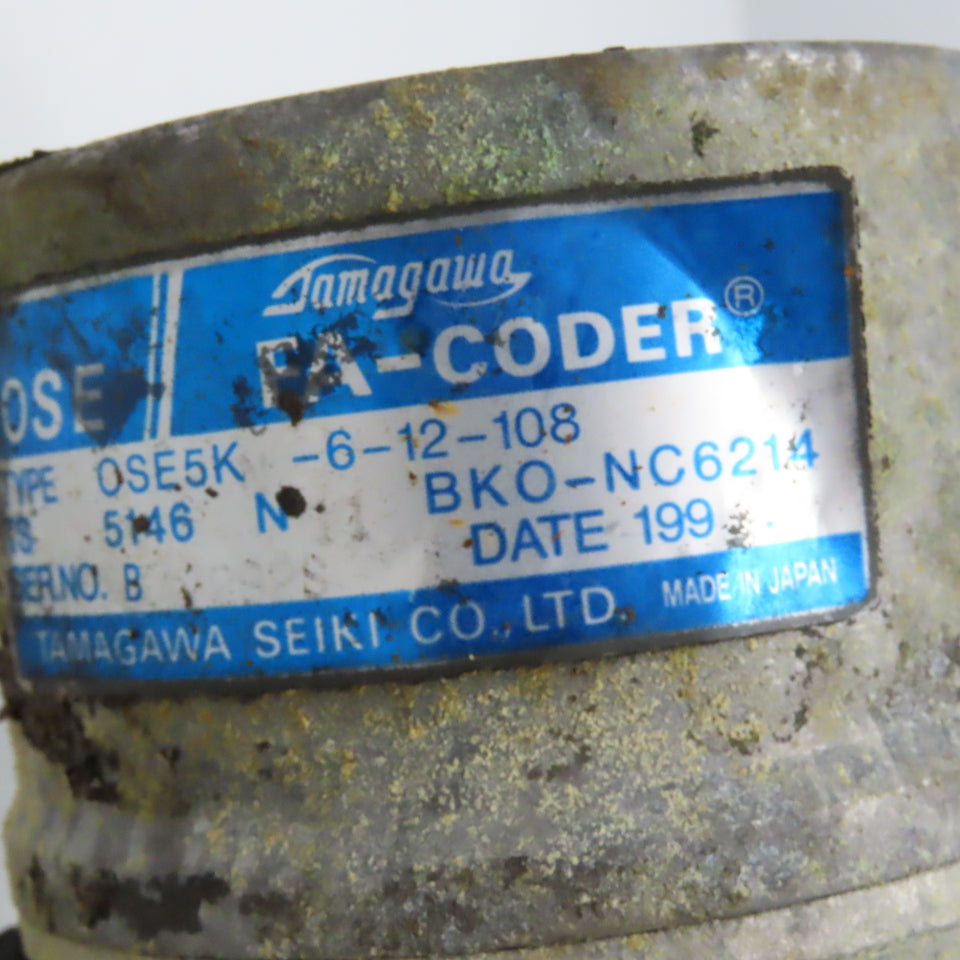 Mitsubishi HA100C DWG. Z653193 AC Servo Motor S/N 37131 OSE5K-6-12-108 FA-Coder