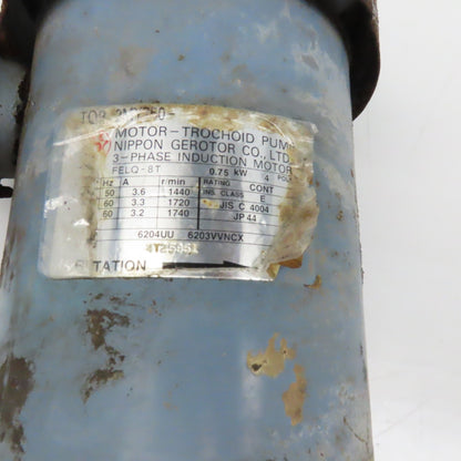 Nippon TOP-2MY750 0.75kW 20/220V 50/60Hz Trochoid Gearotor Coolant Pump
