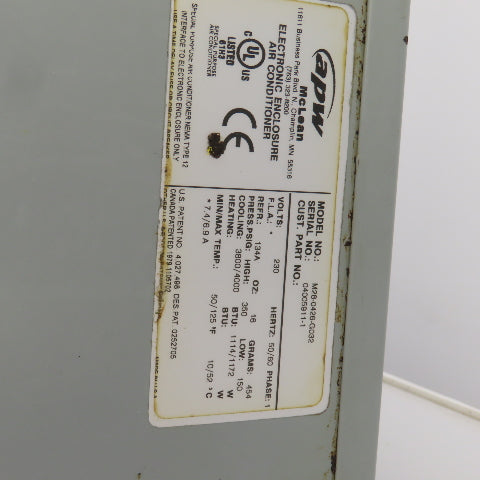 McLean M28-0426-G032 3800/4000BTU Electronic Enclosure Air Conditioner 230V 1PH