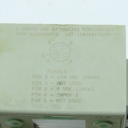 Numatics 240-206 I/O Module PNP G3 8 Input W/ 240-179 Jumper Clip