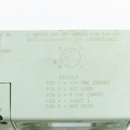 Numatics 240-206 I/O Module PNP G3 8 Input W/ 240-184 Terminator Module