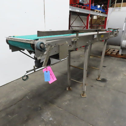 16" x 119" OAL Stainless Steel Slide Bed Belt Conveyor 208-220/480V 3Ph 55.5FPM