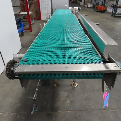 16" x 119" OAL Stainless Steel Slide Bed Belt Conveyor 208-220/480V 3Ph 55.5FPM