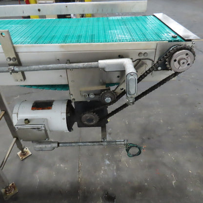 16" x 119" OAL Stainless Steel Slide Bed Belt Conveyor 208-220/480V 3Ph 55.5FPM