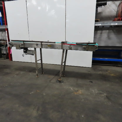 16" x 119" OAL Stainless Steel Slide Bed Belt Conveyor 208-220/480V 3Ph 55.5FPM