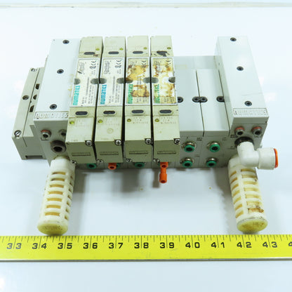 Numatics 006-157D Double Z Pneumatic 16 Valve Block Manifold W/ 4 Solenoids