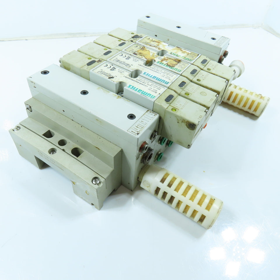 Numatics 006-157D Double Z Pneumatic 16 Valve Block Manifold W/ 4 Solenoids