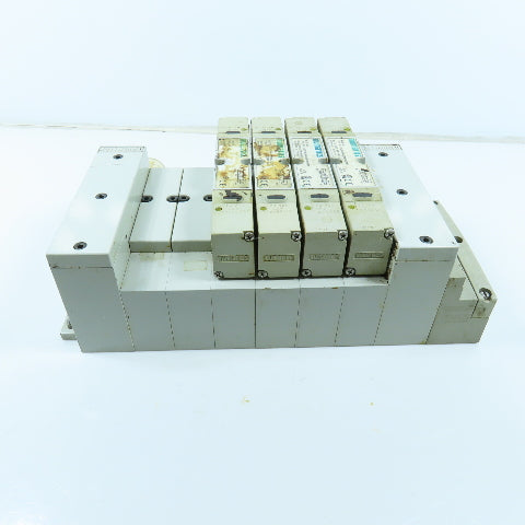 Numatics 006-157D Double Z Pneumatic 16 Valve Block Manifold W/ 4 Solenoids